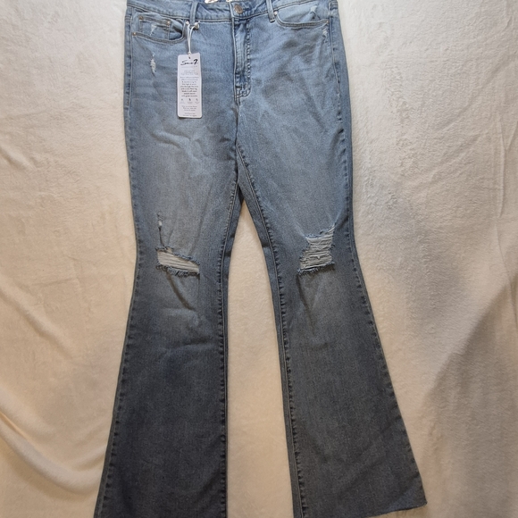 Seven7 Denim - Seven7 Women's Flare Jeans - Distressed Blue